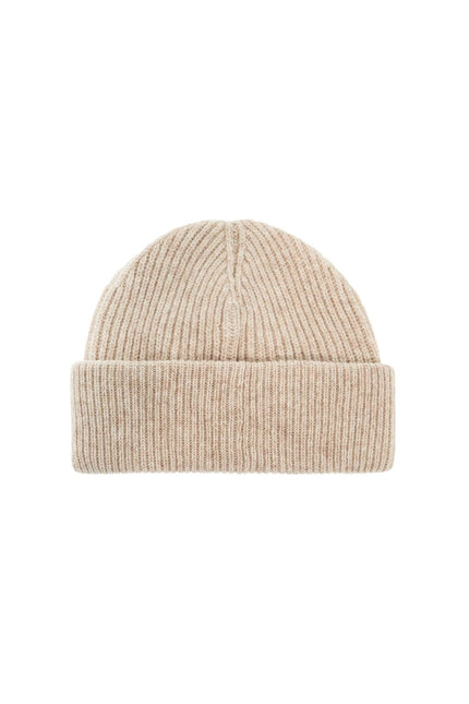 Ganni beanie hat with logo label