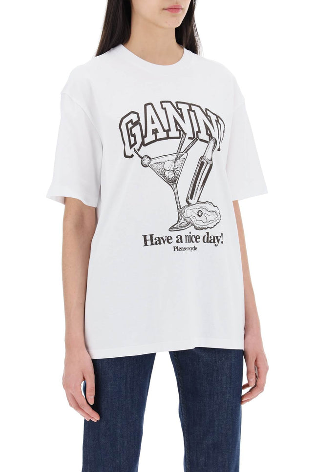 Ganni cocktail print t-shirt-women > clothing > topwear-Ganni-xs-Mixed colours-Urbanheer