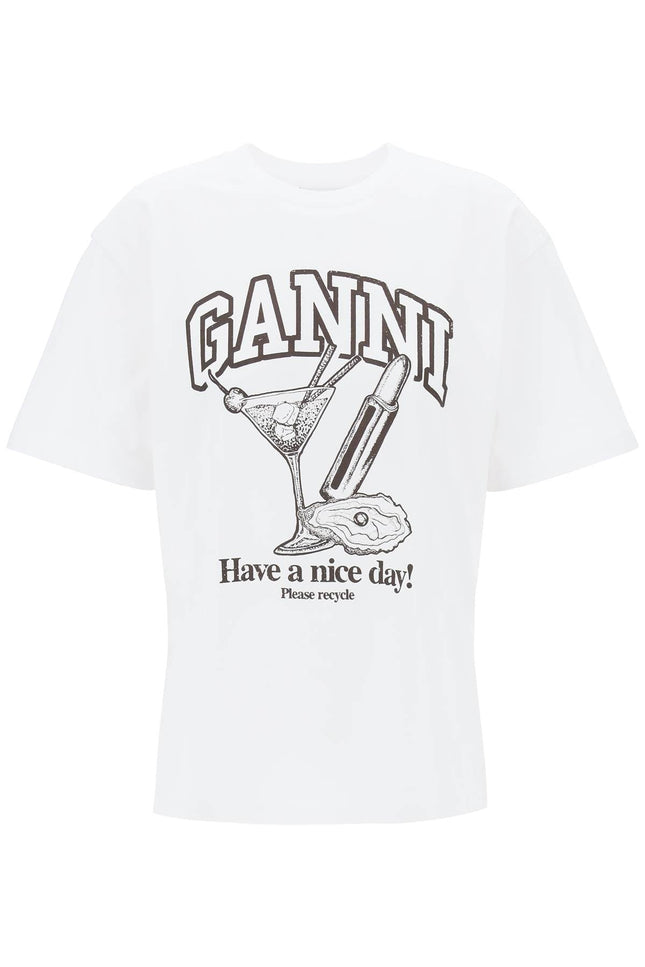 Ganni cocktail print t-shirt-women > clothing > topwear-Ganni-xs-Mixed colours-Urbanheer