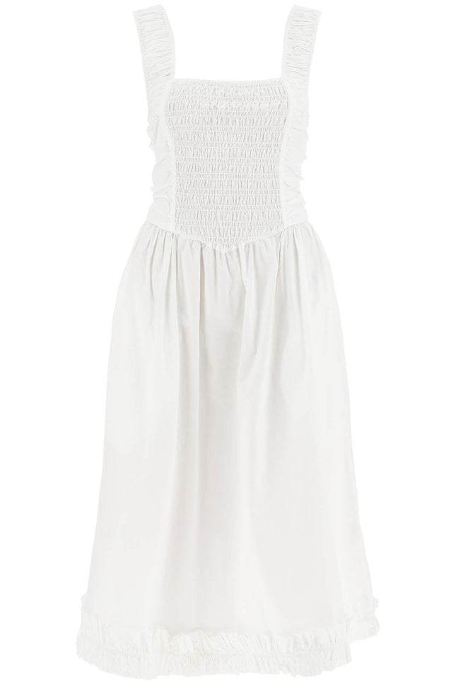 Ganni cotton poplin midi dress in - White
