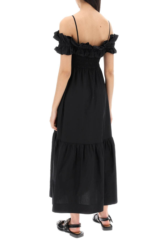 Ganni flared midi dress with off-should-women > clothing > dresses > midi-Ganni-Urbanheer