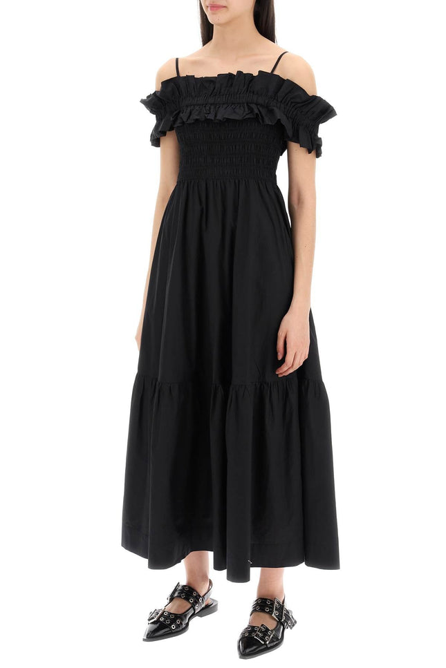 Ganni flared midi dress with off-should-women > clothing > dresses > midi-Ganni-Urbanheer