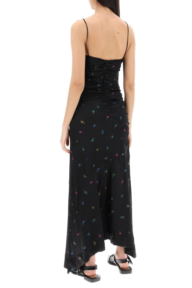 Ganni floral satin maxi dress for women-women > clothing > dresses > maxi-Ganni-Urbanheer