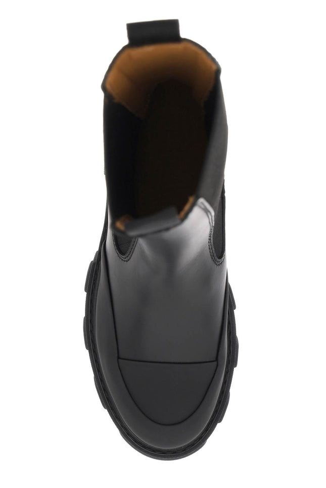 Ganni leather mid chelsea boots - Black
