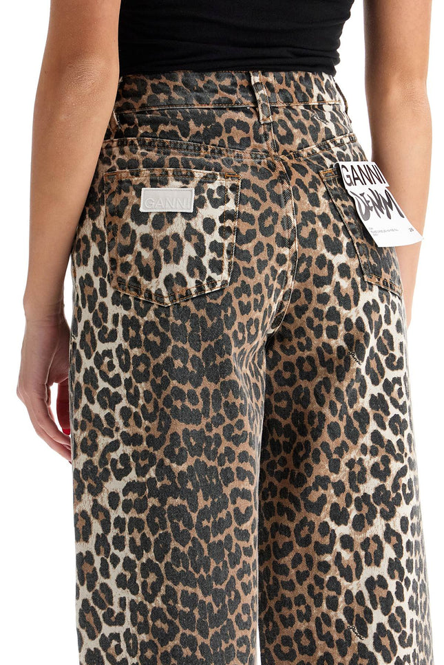 Ganni leopard print barrel jeans