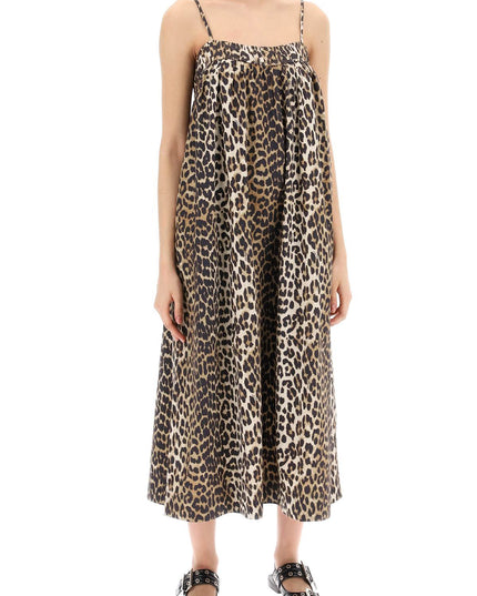 Ganni leopard print flared midi dress-Dress-GANNI-Urbanheer