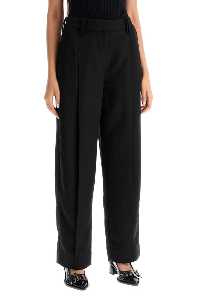 Ganni lightweight pants with pleats - Black