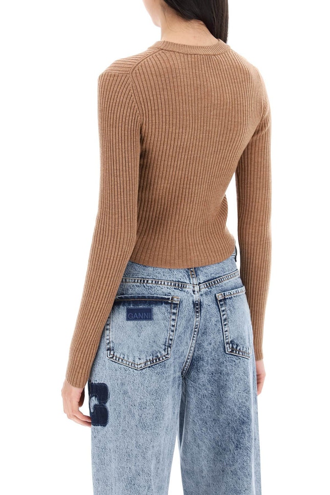 Ganni "merino wool mini cardigan-women > clothing > knitwear-Ganni-xs-Brown-Urbanheer