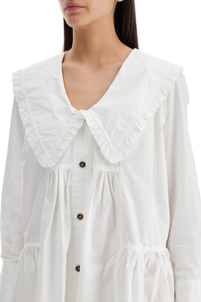 Ganni mini cotton poplin dress in 9 - White