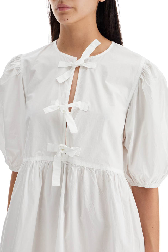 Ganni mini poplin dress with bow accents