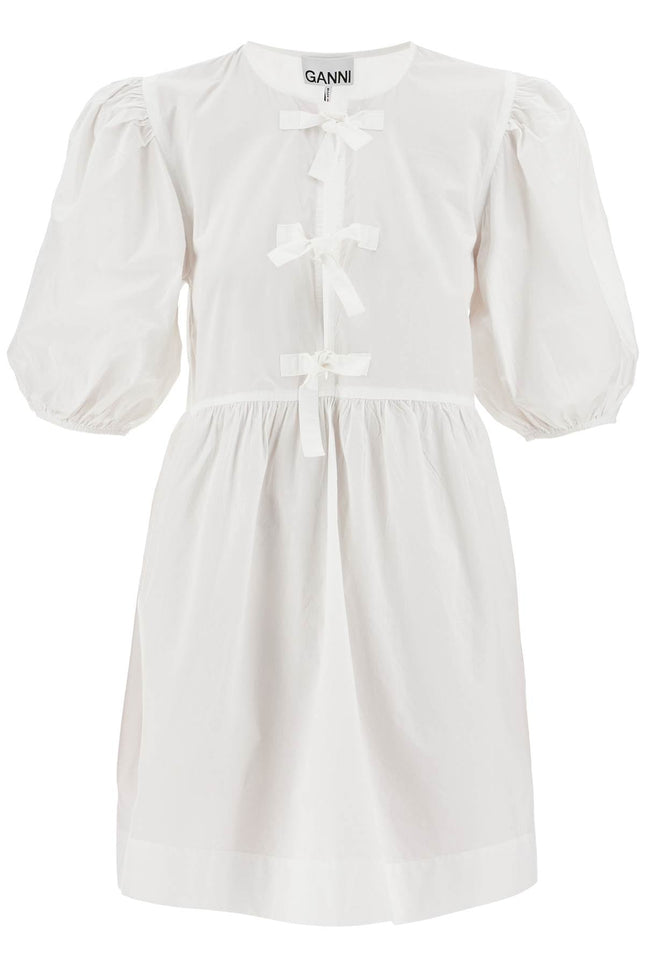 Ganni mini poplin dress with bow accents