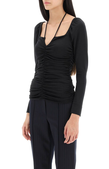 Ganni ruched top with halterneck