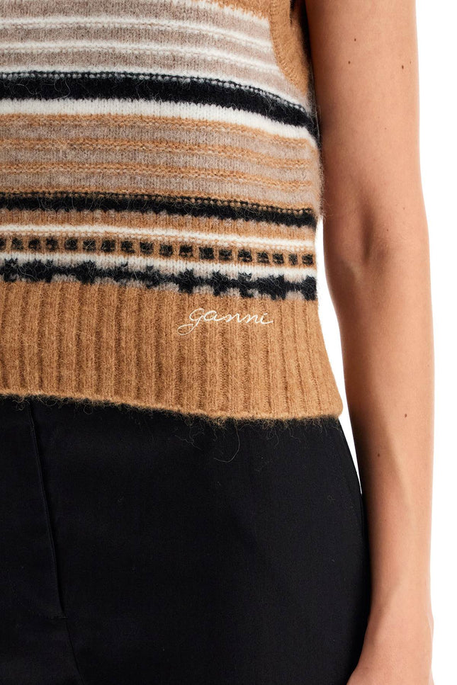 Ganni "soft striped knit vest with a comfortable - Beige