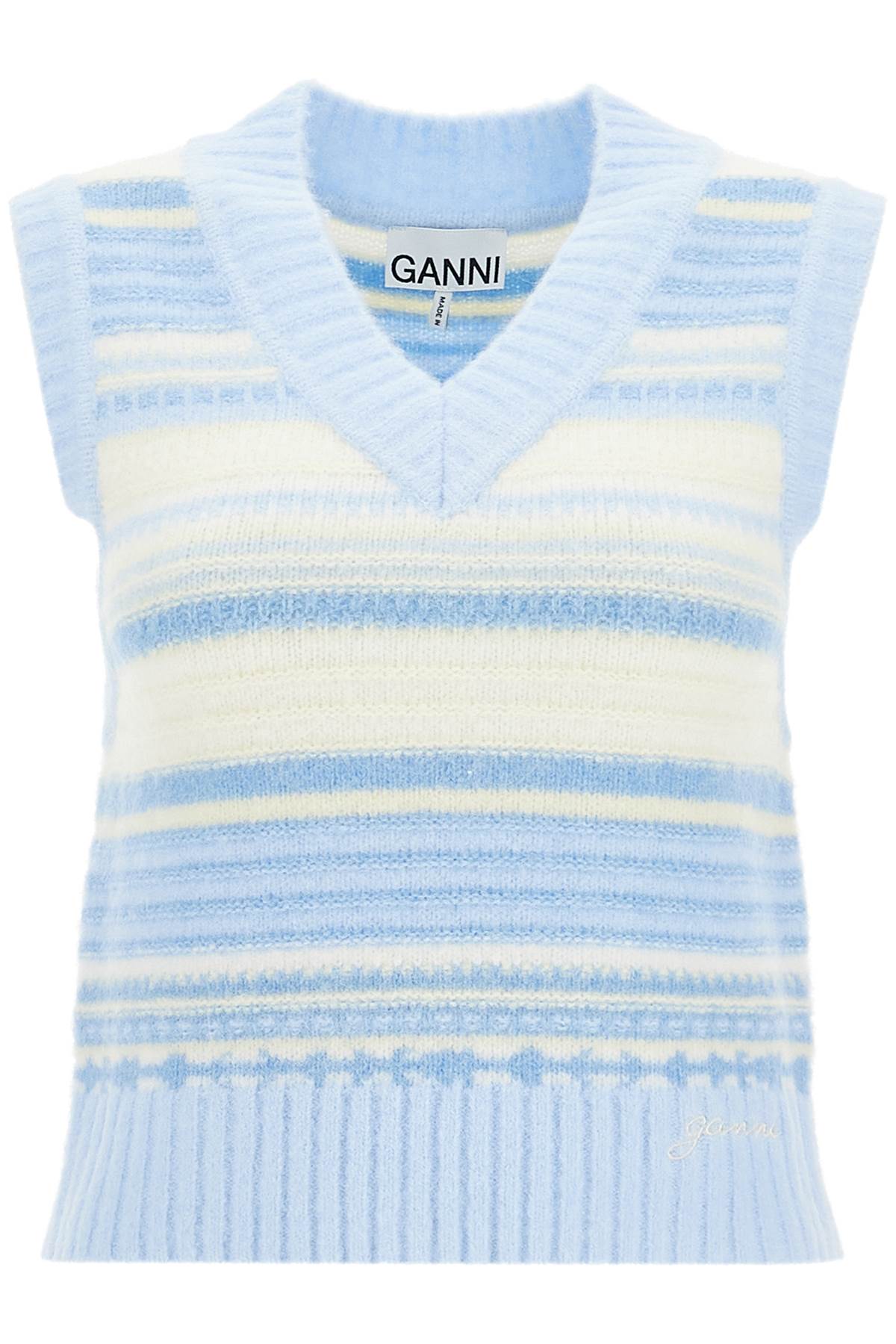 Ganni "soft striped knit vest with a comfortable - Light blue