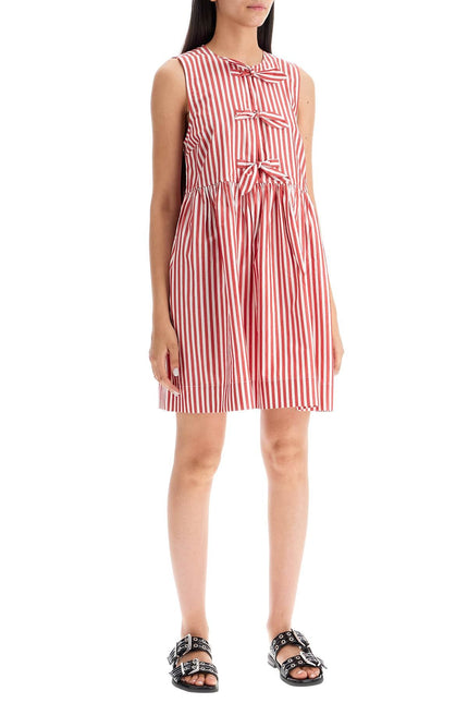 Ganni striped mini dress with bow accents