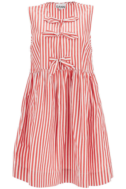 Ganni striped mini dress with bow accents