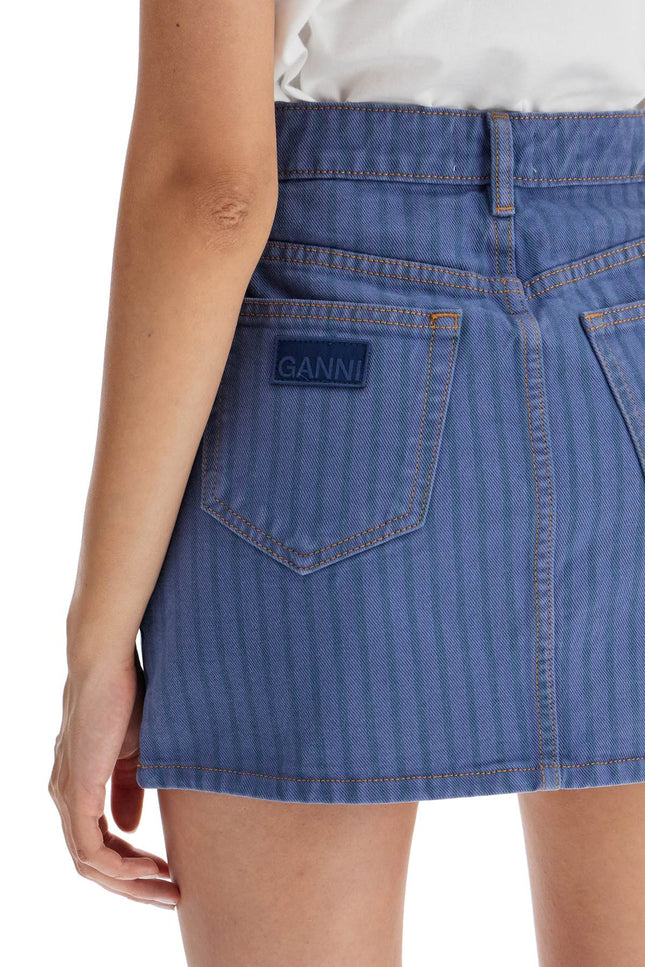 Ganni "striped overdyed denim mini