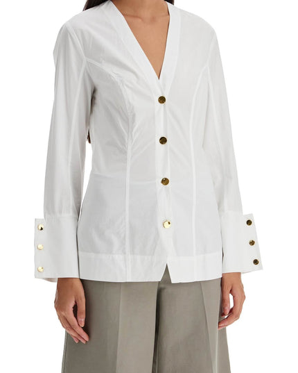 Ganni v-neck shirt with collar