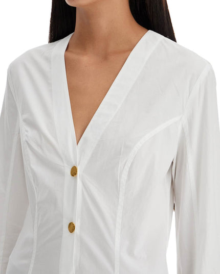 Ganni v-neck shirt with collar