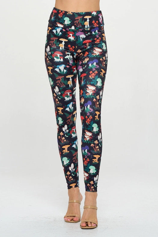 Garden of Mushroom Print Leggings