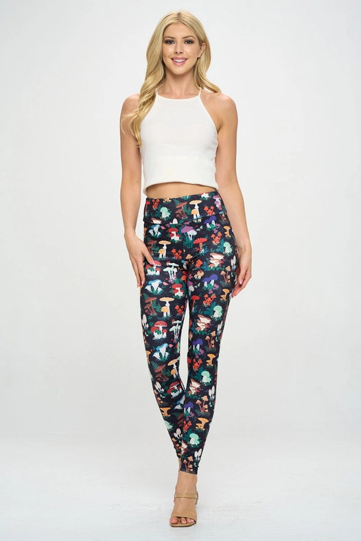 Garden of Mushroom Print Leggings