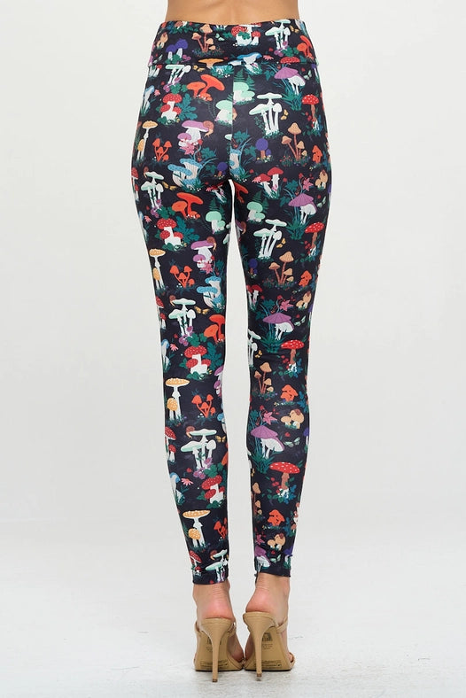 Garden of Mushroom Print Leggings