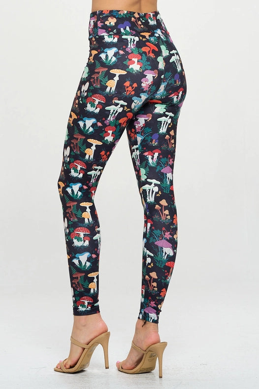 Garden of Mushroom Print Leggings