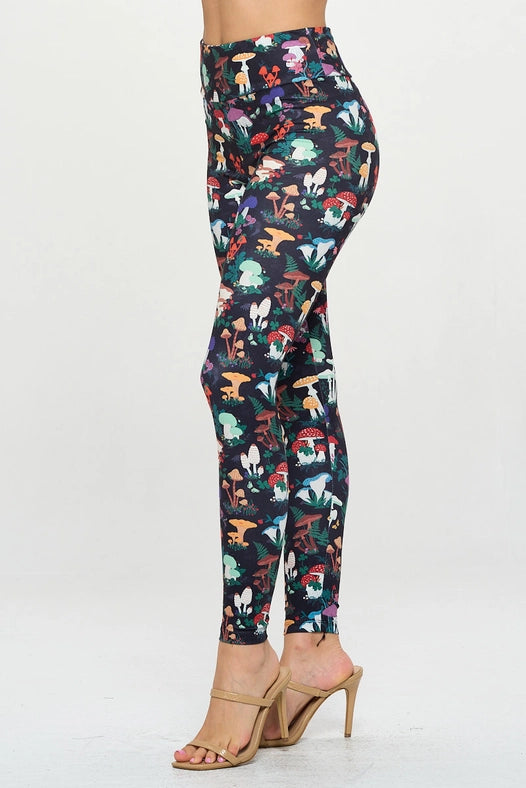 Garden of Mushroom Print Leggings