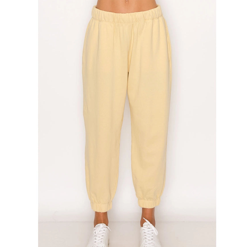 Garment Dye Cotton Terry Sweat Pants By-Pants-amente-M/L-Hazel-Urbanheer