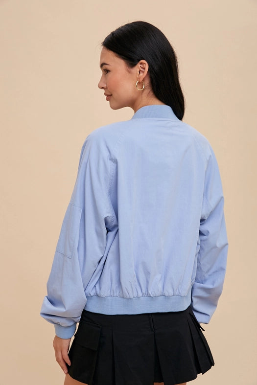 Garment Washed Bomber Jacket  PERENNIAL BLUE