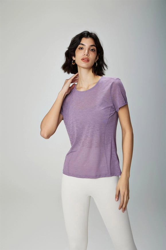 Gillian Open Back Cover Up Active T-Shirt Lavender Mist