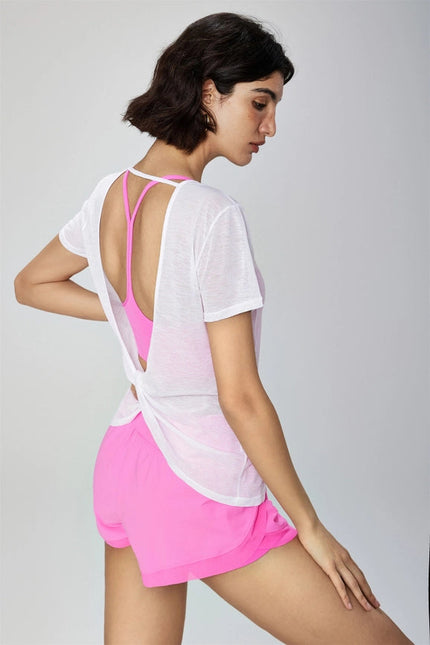 Gillian Open Back Cover Up Active T-Shirt White