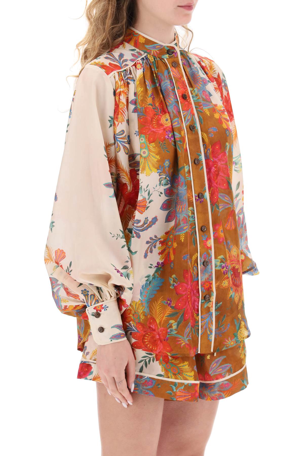 'Ginger' Blouse With Floral Motif-women > clothing > shirts and blouses > shirts-Zimmermann-2-Beige-Urbanheer