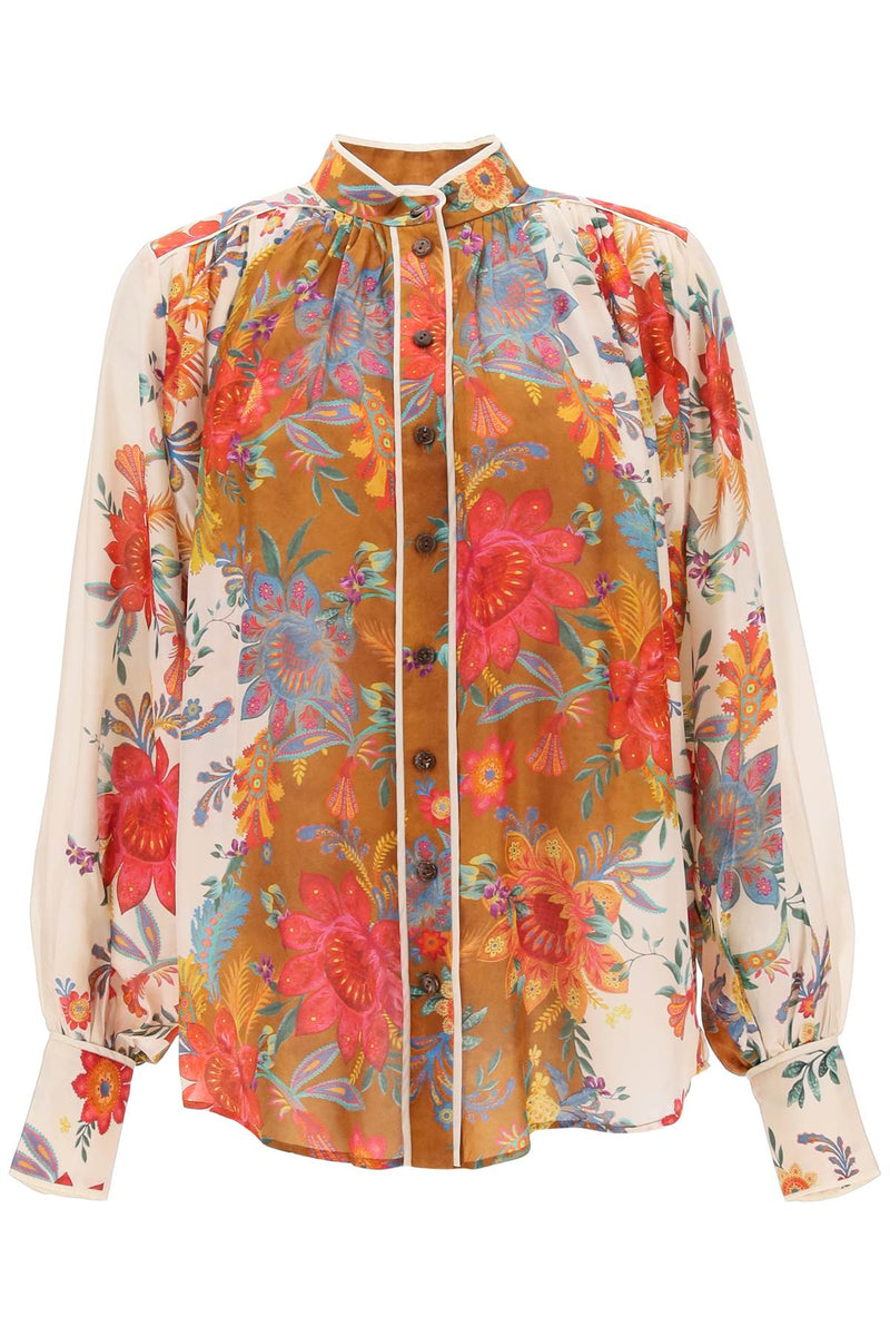 'Ginger' Blouse With Floral Motif-women > clothing > shirts and blouses > shirts-Zimmermann-2-Beige-Urbanheer