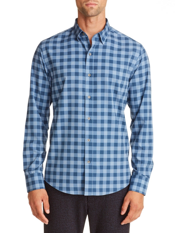 Gingham Check 4-Way Stretch Long Sleeve Shirt