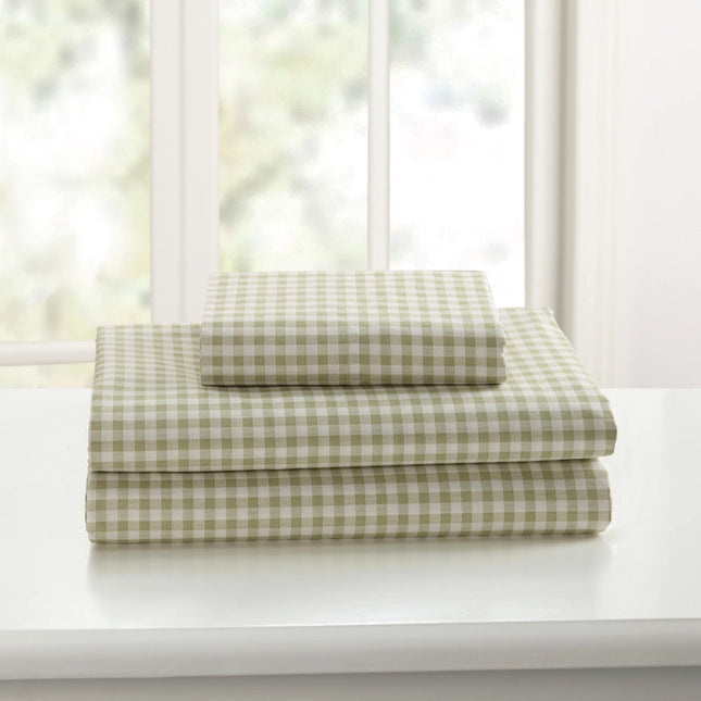 Gingham Prt Sheet Set Qn Green