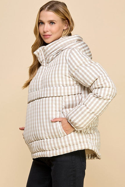 Gingham Pull Over Puffer Jacket