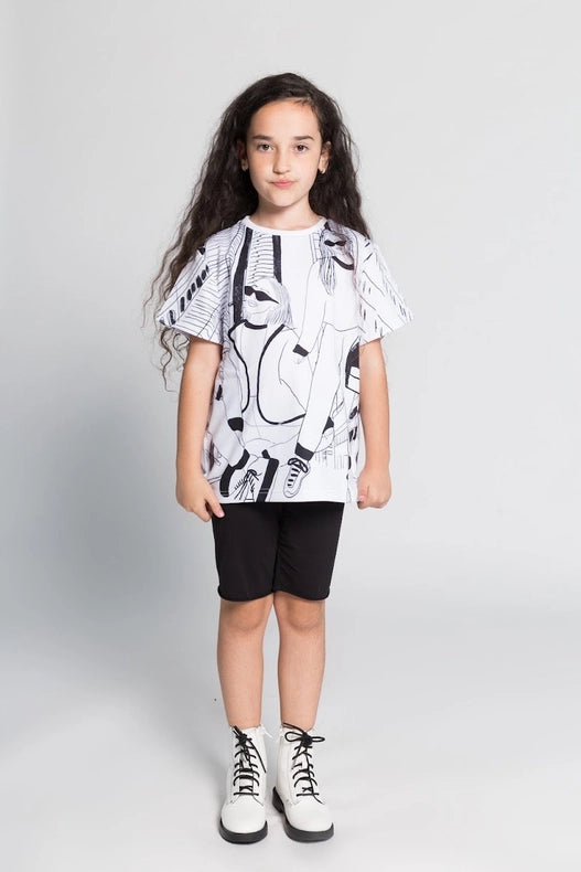 Girls Creative T-Shirt with Illustrated Print