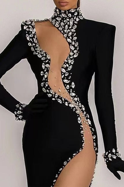 Glam Diamond Bandage Gown - Celeb-Style Elegance