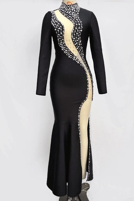 Glam Diamond Bandage Gown - Celeb-Style Elegance