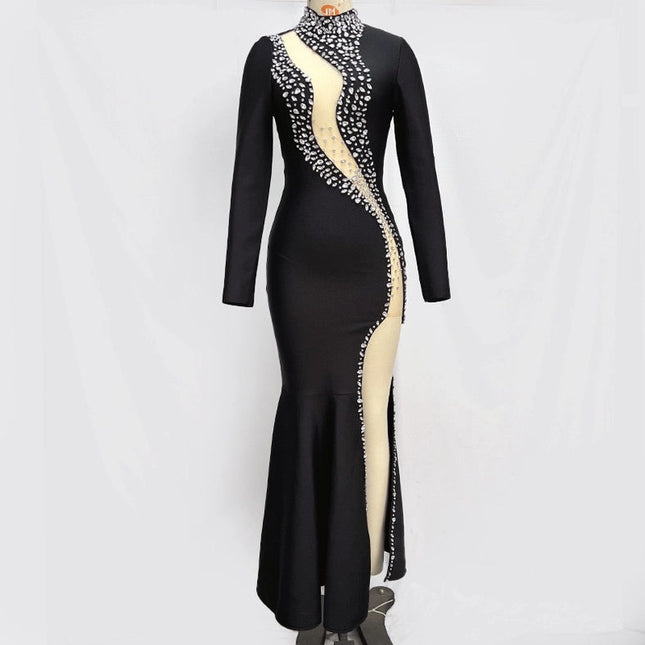 Glam Diamond Bandage Gown - Celeb-Style Elegance