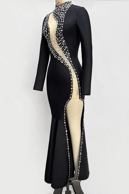 Glam Diamond Bandage Gown - Celeb-Style Elegance