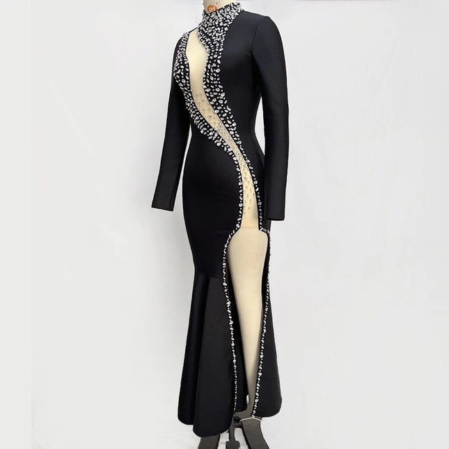 Glam Diamond Bandage Gown - Celeb-Style Elegance