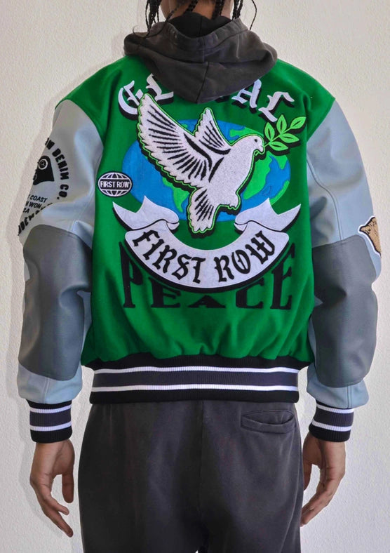 Global Peace Multi Patches Varsity Jacket