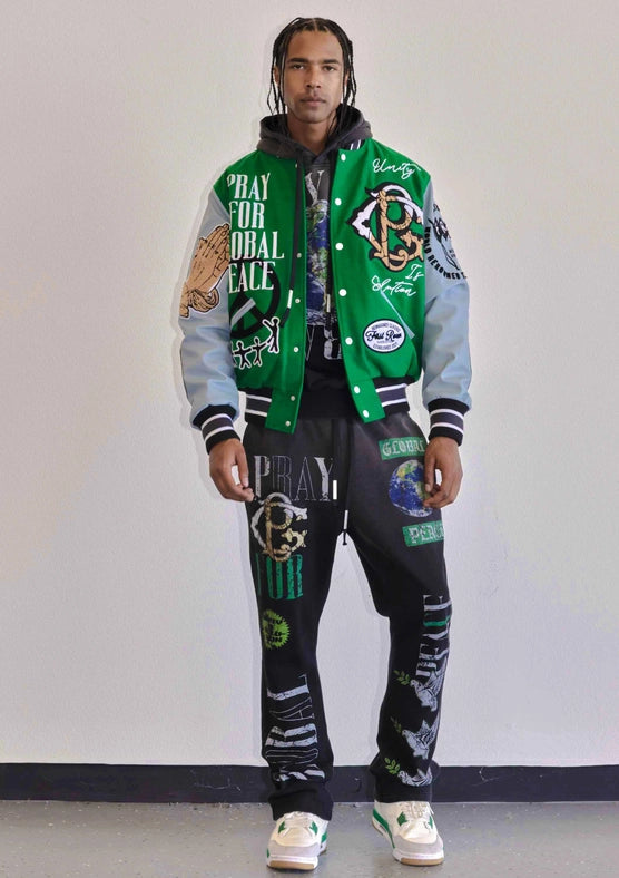 Global Peace Multi Patches Varsity Jacket