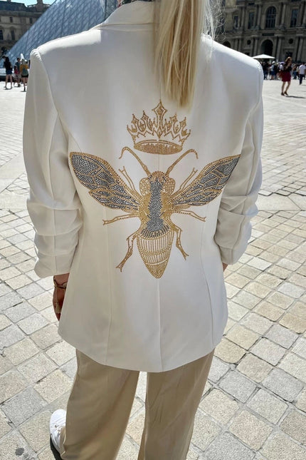 Gold Queen Bee Blazer - White-Blazer-Moving Forward Designs-Urbanheer