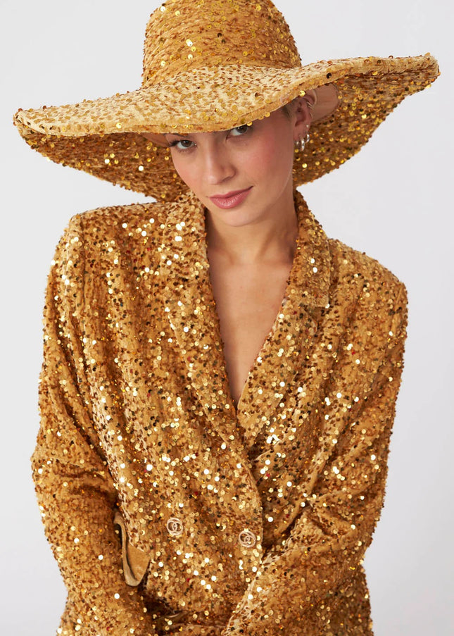 Gold Sequin Handmade Flapper Hat-1