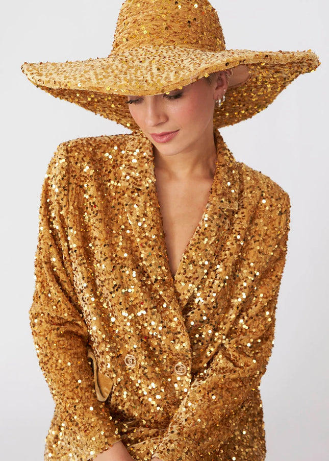 Gold Sequin Handmade Flapper Hat-0