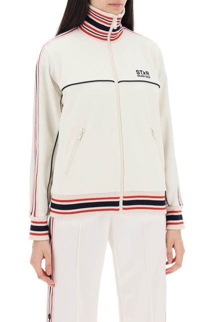 Golden goose "track sweatshirt with contrasting hem edges White-Sweatshirt-Golden Goose-Urbanheer