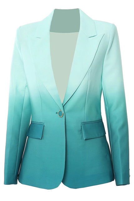 Gradient Color Blazer and Flared Pants Two-Piece Suit